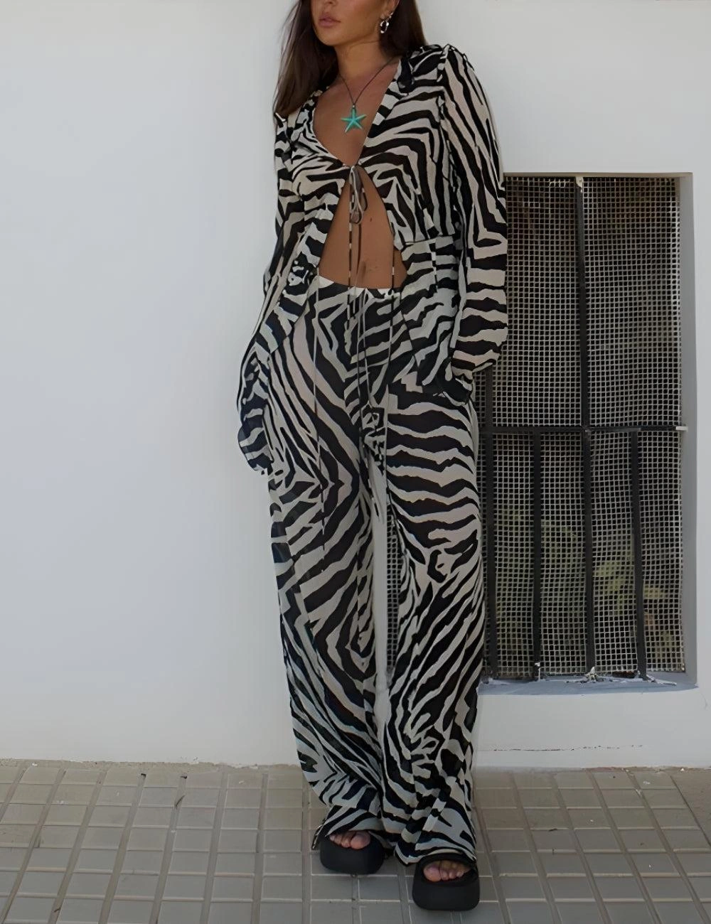 Blús agus Pants Zebra: Cúpla Píosa Stylish, Éasca Le hAghaidh Gach Lá!
